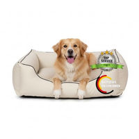 Produktbild von CopcoPet Hundebett für kleine Hunde aus Kunstleder in Beige 70 x 55 cm