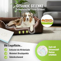 Produktbild von CopcoPet Hundebett für kleine Hunde aus Kunstleder in Braun 70 x 55 cm mit erhöhtem Rand und waschbarem Wendekissen - 1 Stk.