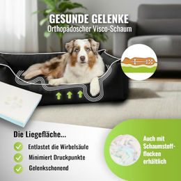 CopcoPet Hundebett für kleine Hunde aus Kunstleder in Schwarz 70 x 55 cm mit erhöhtem Rand und Waschbarem Wendekissen – Bild 1 von 8