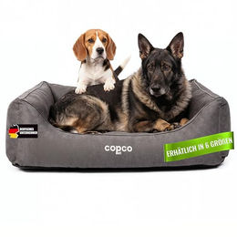 CopcoPet Hundebett für kleine Hunde in Grau, Kunstleder in Wildlederoptik, S, 70 x 55cm, gelenkschonend und waschbar – Bild 1 von 7