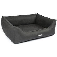 Produktbild von CopcoPet Hundebett Hugo in Schwarz aus Kunstleder Größe S 70 x 55 cm für kleine Hunde