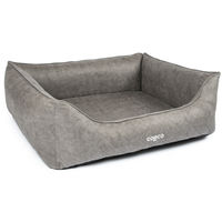 Produktbild von CopcoPet Hundebett Hugo Orthopädisches Hundekissen aus Kunstleder für kleine Hunde in Braun oder Grau Größe S