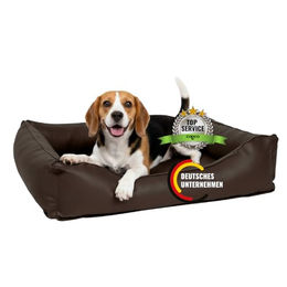 CopcoPet Hundebett Paco aus Kunstleder für mittelgroße Hunde Braun 90x70 cm – Bild 1 von 10