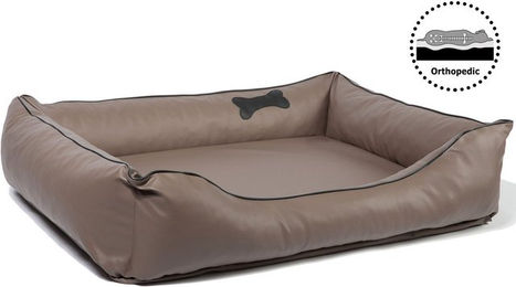 CopcoPet Hundebett Paco aus Kunstleder in Braun für erwachsene Hunde – Bild 1 von 5