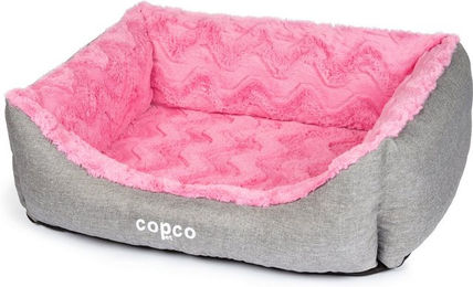 CopcoPet Hundebett Pia Rosa 100 x 80 cm – Kuscheliges Körbchen aus Plüsch und Canvas für mittelgroße Hunde – Bild 1 von 6