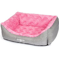 Produktbild von CopcoPet Hundebett Pia Rosa 100 x 80 cm – Kuscheliges Körbchen aus Plüsch und Canvas für mittelgroße Hunde