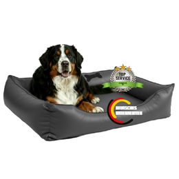CopcoPet Hundebett XXL für große Hunde aus Kunstleder in Grau 125x100 cm – Bild 1 von 7