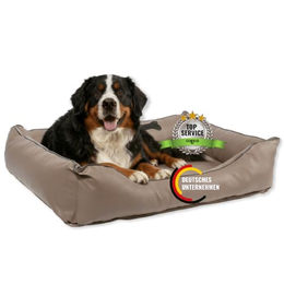 CopcoPet Hundebett XXL für große Hunde aus Kunstleder in Mocca 125x100 cm – Bild 1 von 6