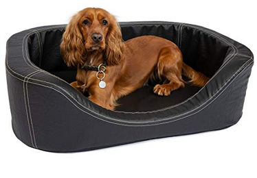 CopcoPet Hundebett XXL in Schwarz aus Kunstleder mit abnehmbarem waschbarem Bezug für große Hunde 100 x 80cm – Bild 1 von 3
