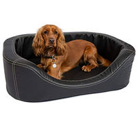 Produktbild von CopcoPet Hundebett XXL in Schwarz aus Kunstleder mit abnehmbarem waschbarem Bezug für große Hunde 100 x 80cm