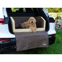 Produktbild von CopcoPet Hundebox Kofferraumschutz aus Kunstleder mit Ladekantenschutz und Tasche, wasserabweisend, Braun, 80x55x38cm