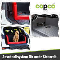 Produktbild von CopcoPet Hundebox mit Ladekantenschutz und Anschnallsystem aus Kunstleder in Mocca inklusive Tasche 70x55x38cm