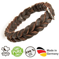 Produktbild von CopcoPet Hundehalsband aus geflochtenem Fettleder in Apfelgrün für kleine Hunde 25–29 cm x 15 mm