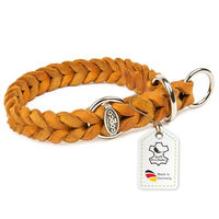 Produktbild von CopcoPet Hundehalsband aus Leder für kleine Hunde Braun mit Zugstopp und verchromtem Ring