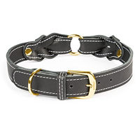 Produktbild von CopcoPet Hundehalsband Heidi Schwarz aus Leder mit Messingbeschlägen 25-30 cm