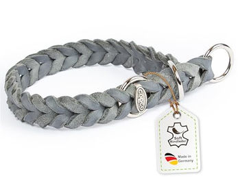 CopcoPet Hundehalsband Würger aus Fettleder für kleine Hunde Grau 25–30 cm x 15 mm - 1 Stk. – Bild 1 von 4