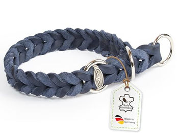CopcoPet Hundehalsband Würger aus Fettleder für kleine Hunde Marineblau 25–30 cm x 15 mm - 1 Stk. – Bild 1 von 5