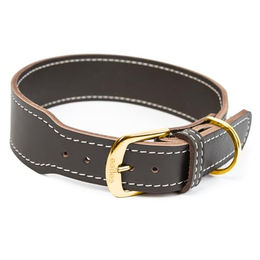 CopcoPet Hundehalsband Zoe aus Leder in Braun mit Messingbeschlägen für kleine und mittelgroße Hunde 25-30cm – Bild 1 von 3
