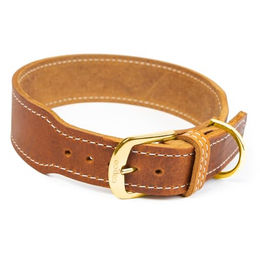 CopcoPet Hundehalsband Zoe aus Leder in Cognac mit Messingbeschlägen für kleine und mittelgroße Hunde 25-30cm – Bild 1 von 3