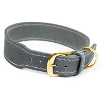 Produktbild von CopcoPet Hundehalsband Zoe aus Leder in Grau mit Messingbeschlägen für kleine und mittelgroße Hunde 25-30cm