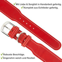 Produktbild von CopcoPet Hundehalsband Zoe aus Leder in Rot mit verchromten Beschlägen für kleine und mittelgroße Hunde 30-35cm
