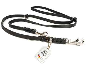 CopcoPet Hundeleine aus Leder dreifach verstellbar als Führleine und Freihandleine Schwarz - 2 m – Bild 1 von 12