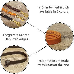 CopcoPet Hundeleine aus Leder für kleine Hunde 1m Braun mit Messingkarabiner - 1 m – Bild 1 von 4