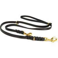 Produktbild von CopcoPet Hundeleine aus Leder für kleine Hunde, 2m Fettlederleine schwarz mit Messingbeschlägen und 3-fach verstellbar