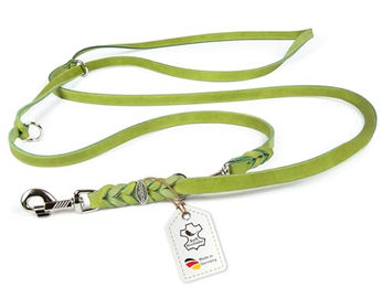 CopcoPet Hundeleine aus Leder geflochten grün 3-fach verstellbar für kleine Hunde - 2 m – Bild 1 von 12