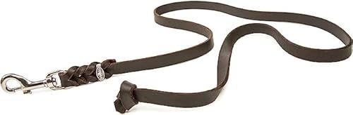 CopcoPet Hundeleine aus Leder in Braun mit Chromkarabiner - 1 m – Bild 1 von 4