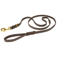 Produktbild von CopcoPet Hundeleine aus Leder mit Handschlaufe in Braun - 1 m