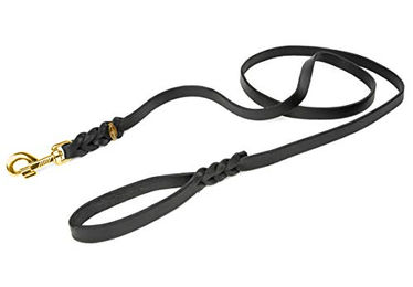 CopcoPet Hundeleine aus Leder mit Handschlaufe und Messingbeschlägen Schwarz 1m - 1 m – Bild 1 von 2