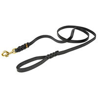 Produktbild von CopcoPet Hundeleine aus Leder mit Handschlaufe und Messingbeschlägen Schwarz 1m - 1 m