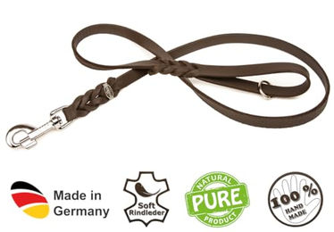Produktbild von CopcoPet Hundeleine aus Rindsleder in Grün mit Chrom Karabiner 1 m x 8 mm - 1 m