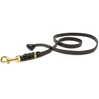 Produktbild von CopcoPet Hundeschleppleine aus geflochtenem Rindsleder Schwarz 7,5m mit Messingkarabiner - 7,5 m