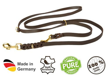 CopcoPet Hundeschleppleine aus Leder in Grün mit Messingbeschlägen 2m – Bild 1 von 3