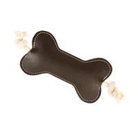 Produktbild von CopcoPet Hundespielzeug Hundeknochen aus Leder in Braun als Apportierspielzeug für große Hunde