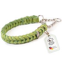 Produktbild von CopcoPet Lederhalsband für kleine Hunde mit Zugstopp-Kette Apfelgrün 30–35cm x 20mm