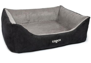 CopcoPet Orthopädisches Hundebett aus Cord in Schwarz/Grau XXL mit rutschfester Unterseite und gelenkschonender Polsterung – Bild 1 von 3