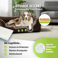 Produktbild von CopcoPet Orthopädisches Hundebett aus Kunstleder Dunkelbraun 90 x 70 cm für mittelgroße Hunde