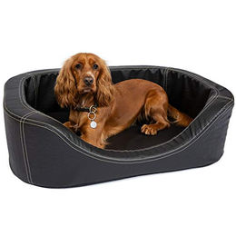 CopcoPet Orthopädisches Hundebett für kleine Hunde aus Kunstleder in Schwarz mit abnehmbarem Bezug 80 x 60cm – Bild 1 von 3