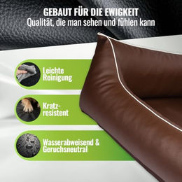 CopcoPet Orthopädisches Hundebett für mittelgroße Hunde aus Kunstleder in Braun 90 x 70 cm – Bild 1 von 8