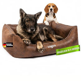 CopcoPet Orthopädisches Hundebett für mittelgroße Hunde aus Kunstleder in Wildlederoptik Braun 90x70cm – Bild 1 von 6