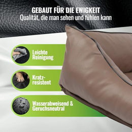 CopcoPet Orthopädisches Hundebett XXL aus Kunstleder in Mocca für große Hunde 125x100 cm – Bild 1 von 6