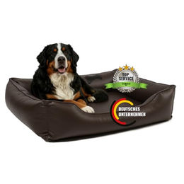 CopcoPet Orthopädisches Hundebett XXL für große Hunde aus Kunstleder in Braun 125x100 cm – Bild 1 von 6