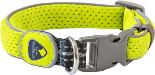 Coralpina Carezza Halsband aus Nylon mit reflektierenden Kanten und Kunststoff-Karabiner Neongelb Größe 4/5 – Bild 1 von 4