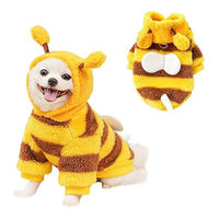 Produktbild von Corimori Bienenkostüm für Hund und Katze aus Fleece in Gelb-Schwarz mit Flügeln und Kapuze Größe L