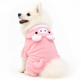Corimori Schweinchen-Kostüm für Hunde und Katzen – Flauschiger Plüsch-Pullover mit Kapuze und Öhrchen in Rosa, Größe XS – Bild 1 von 6