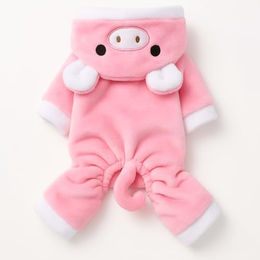 Corimori Schweinchen-Kostüm für Hunde und Katzen, rosa Plüsch-Tierpullover mit Kapuze und Öhrchen, Größe S – Bild 1 von 3