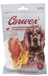 Corwex Hundesnack Kaninchenohren mit Hühnerfilet 70g getreidefrei mit hohem Fleischanteil - 70 g – Bild 1 von 5